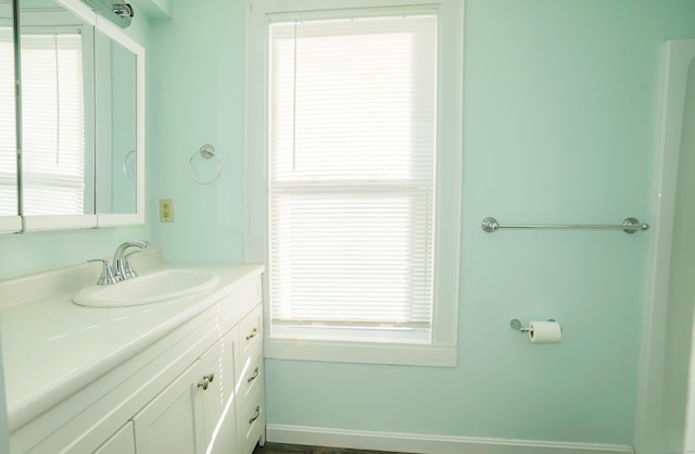 bathroom with a healthy amount of sunlight and vanity