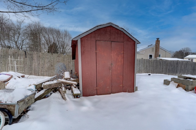 view of snow covered structure