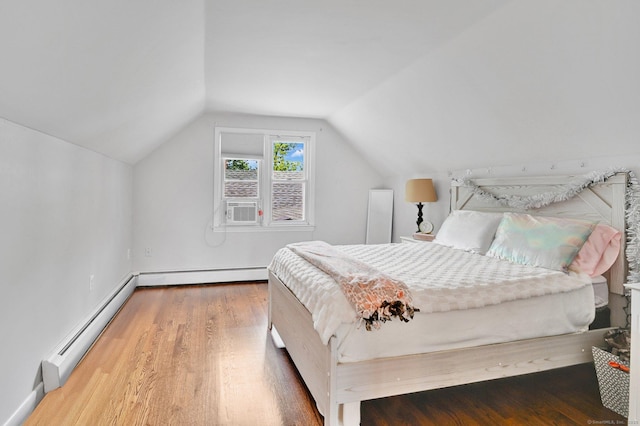 4 Sparkle St, Enfield, CT 06082 - bedroom featuring a baseboard heating unit, wood finished floors, vaulted ceiling, and baseboards