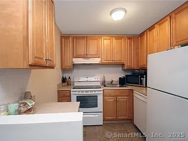 kitchen with sink and white appliances