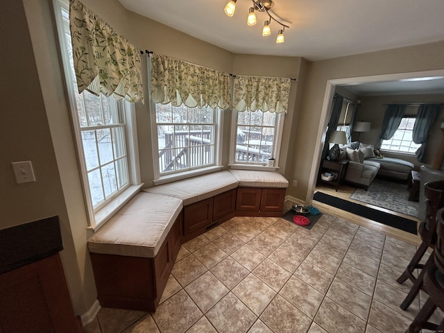 dining room with light tile patterned floors