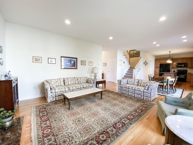 living room featuring light hardwood / wood-style floors