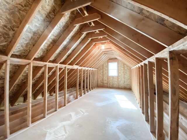 view of unfinished attic