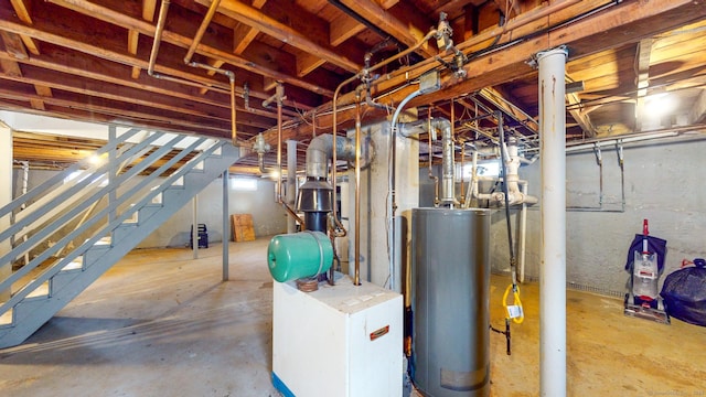 basement with water heater