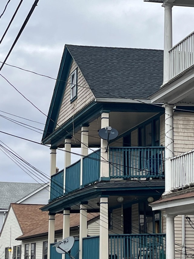 view of home's exterior featuring a balcony