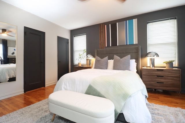 bedroom with light hardwood / wood-style flooring