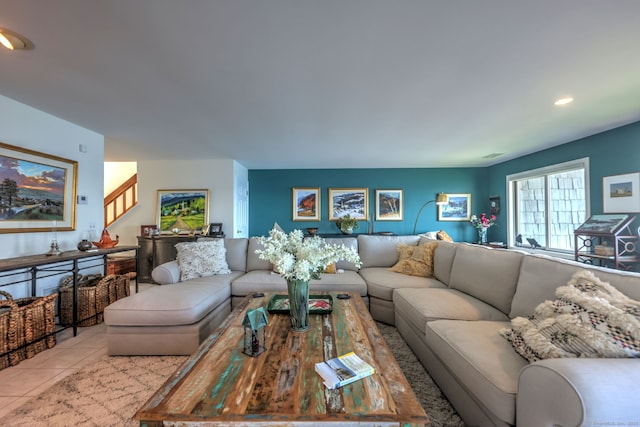 view of tiled living room