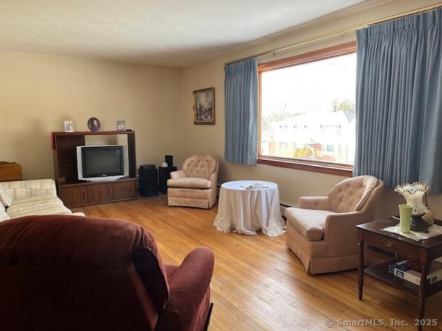 living room with light wood-type flooring