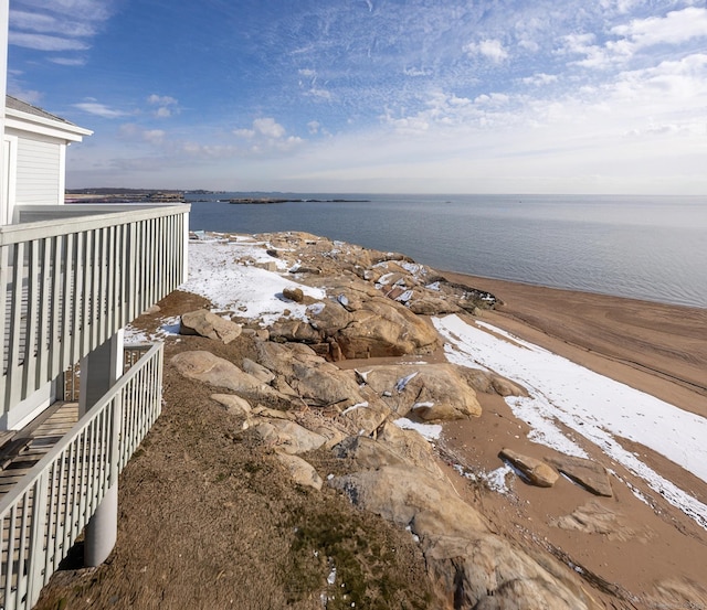 property view of water featuring a view of the beach