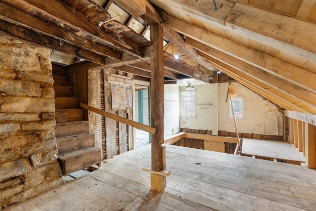 view of unfinished attic