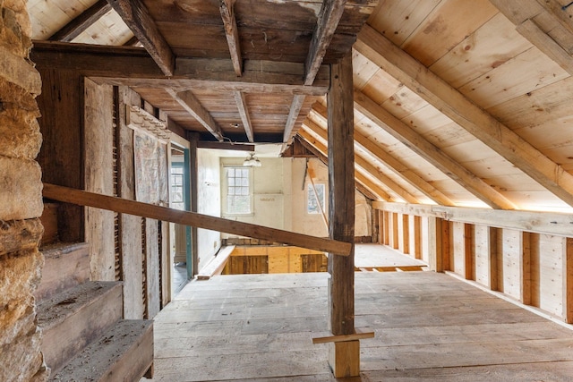 view of unfinished attic