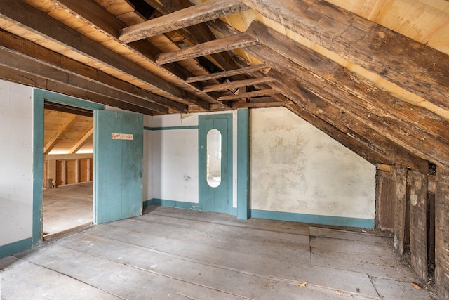 view of unfinished attic