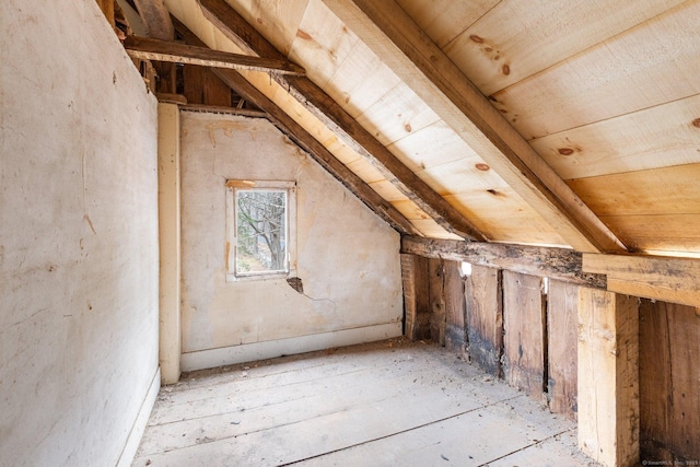 view of unfinished attic