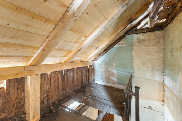 view of unfinished attic