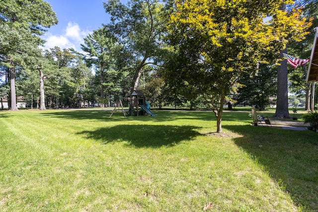 view of yard with a playground