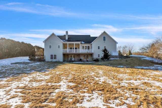 view of snow covered property