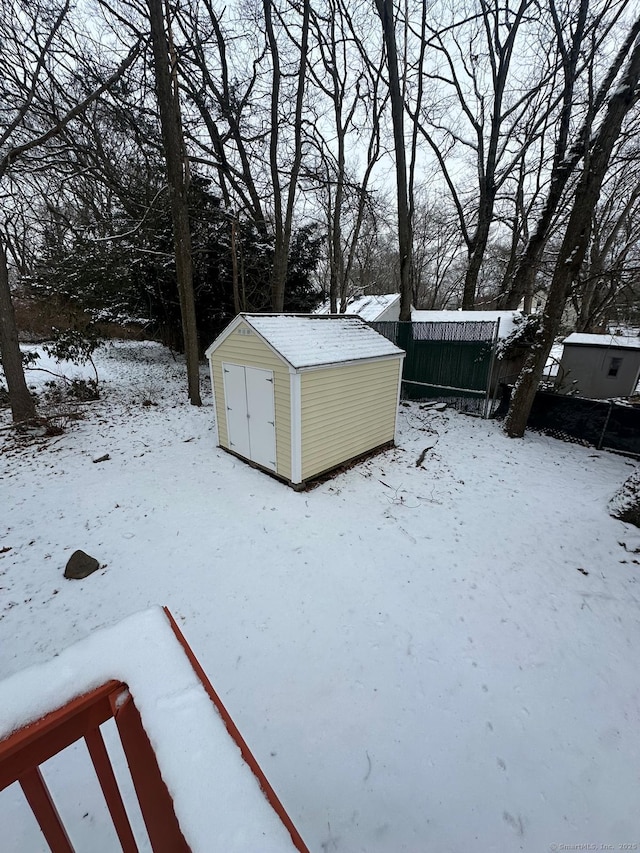 view of snow covered structure