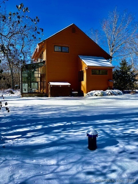 view of snowy exterior