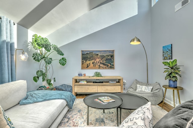 living room with wood-type flooring