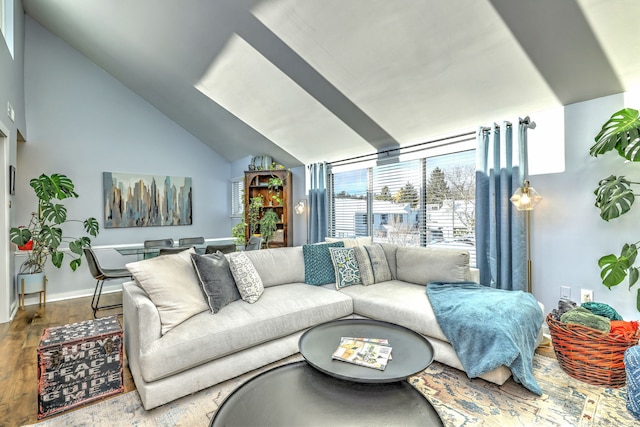 living room with wood-type flooring