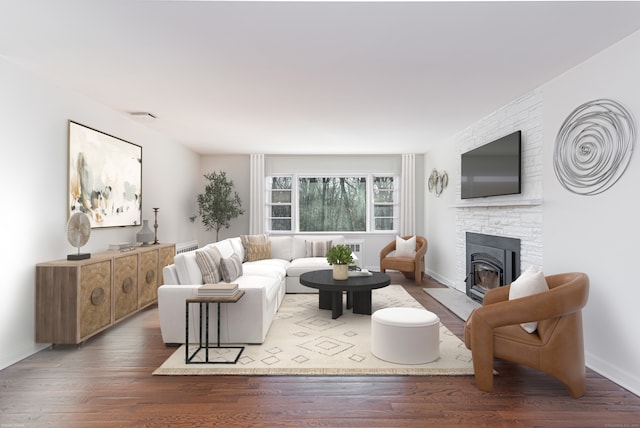 living room with hardwood / wood-style floors