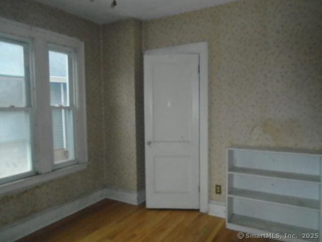 spare room with wood-type flooring