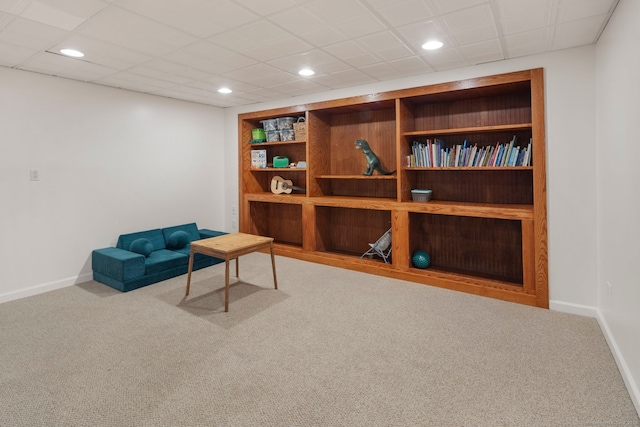 sitting room featuring carpet