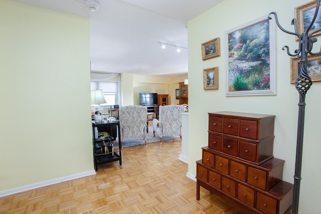 hallway with light parquet floors