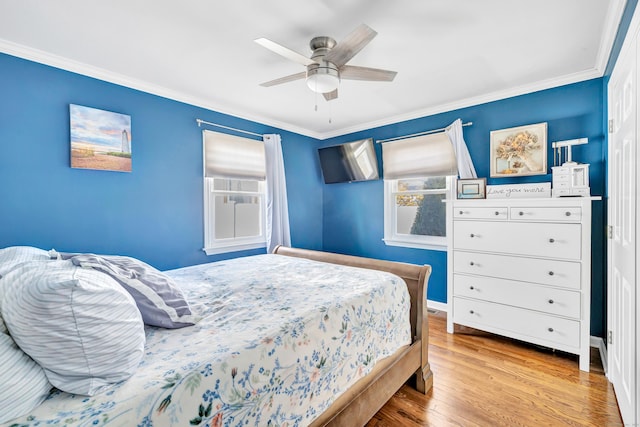 63 Contact Dr, West Haven, CT 06516 - bedroom with a ceiling fan, baseboards, ornamental molding, and wood finished floors