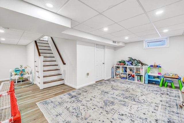 63 Contact Dr, West Haven, CT 06516 - recreation room featuring recessed lighting, baseboards, a drop ceiling, wood finished floors, and visible vents