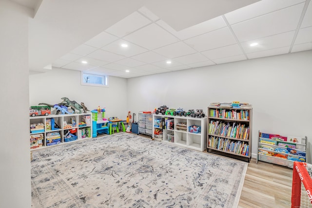 63 Contact Dr, West Haven, CT 06516 - rec room featuring a paneled ceiling, recessed lighting, and wood finished floors
