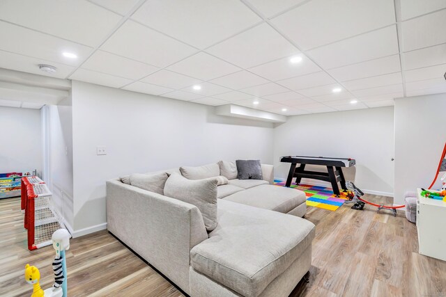 63 Contact Dr, West Haven, CT 06516 - living room with baseboards, recessed lighting, a drop ceiling, and wood finished floors