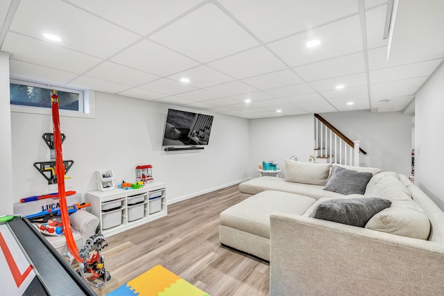 63 Contact Dr, West Haven, CT 06516 - living area featuring stairs, recessed lighting, baseboards, and wood finished floors