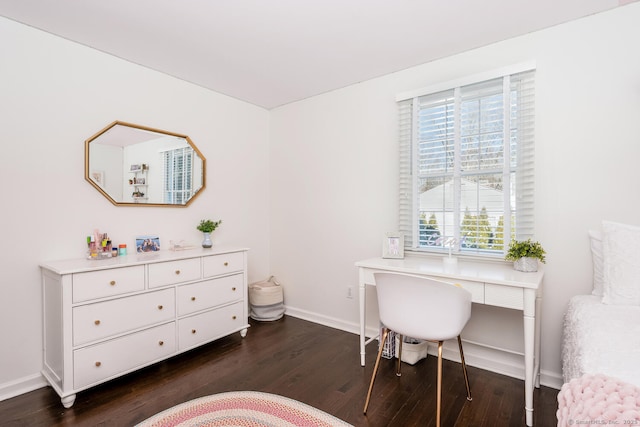 office area with dark hardwood / wood-style flooring