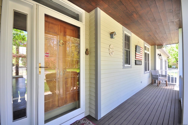deck featuring a porch