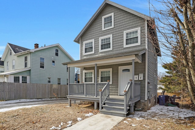 view of front property with covered porch