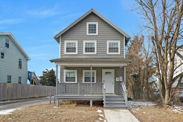 view of front property featuring a porch