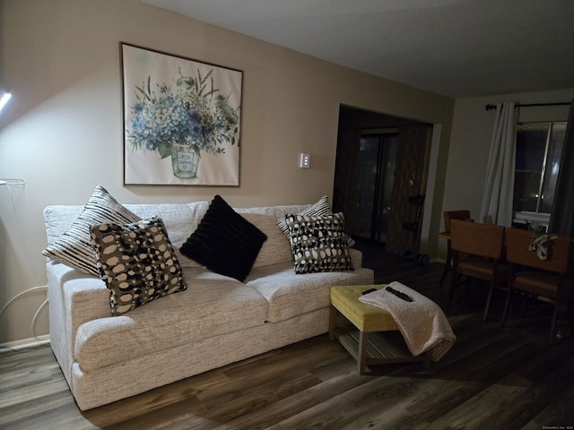 living room with wood-type flooring