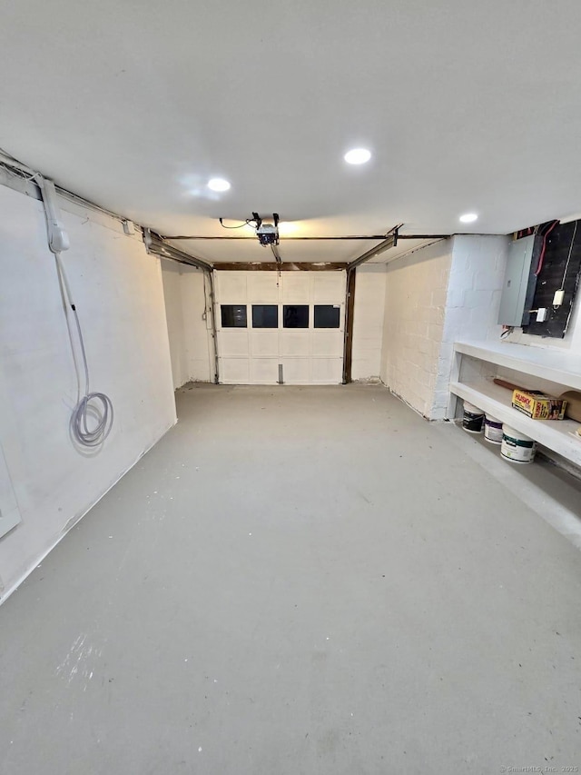 basement with electric panel