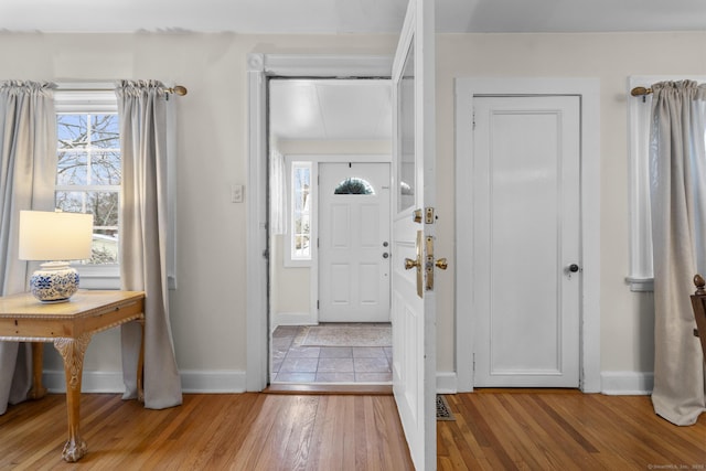 entryway with light wood-type flooring