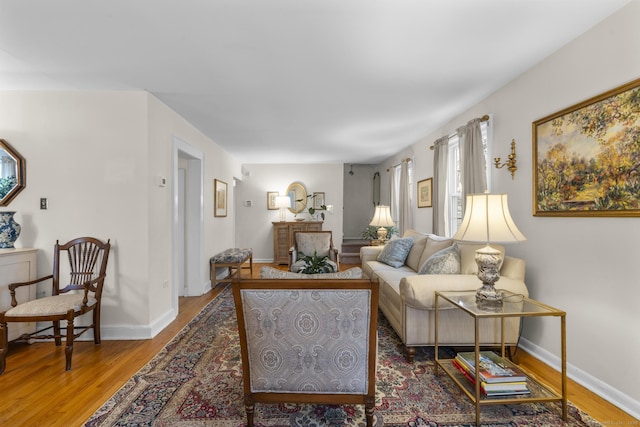 living room with hardwood / wood-style flooring