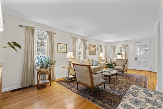 living room featuring light hardwood / wood-style flooring