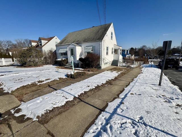 view of snow covered property