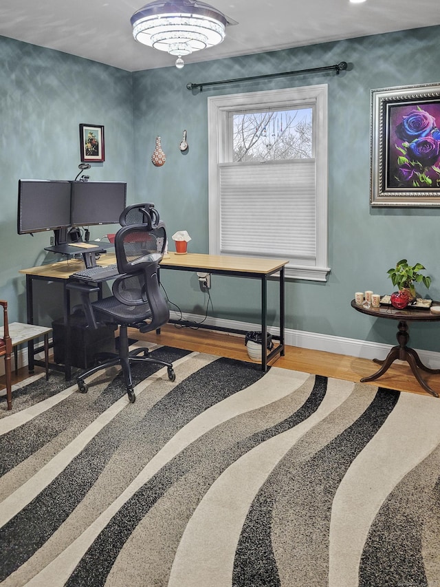 office space featuring hardwood / wood-style flooring