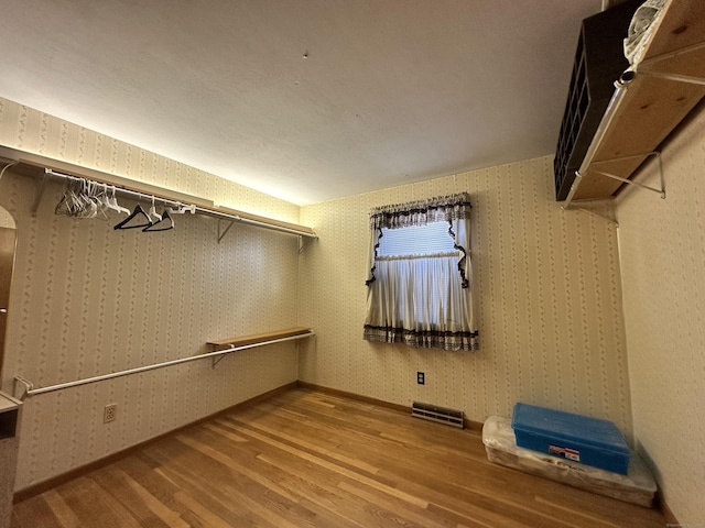 walk in closet featuring hardwood / wood-style flooring