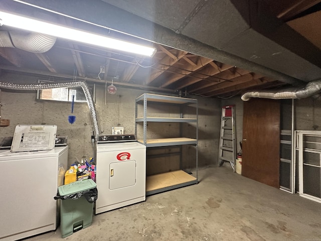 basement with independent washer and dryer