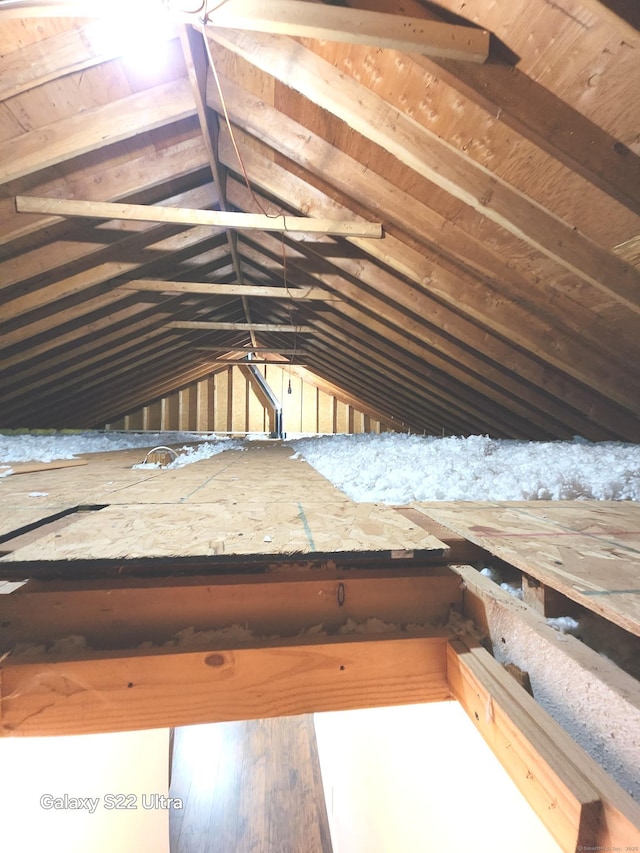 view of unfinished attic