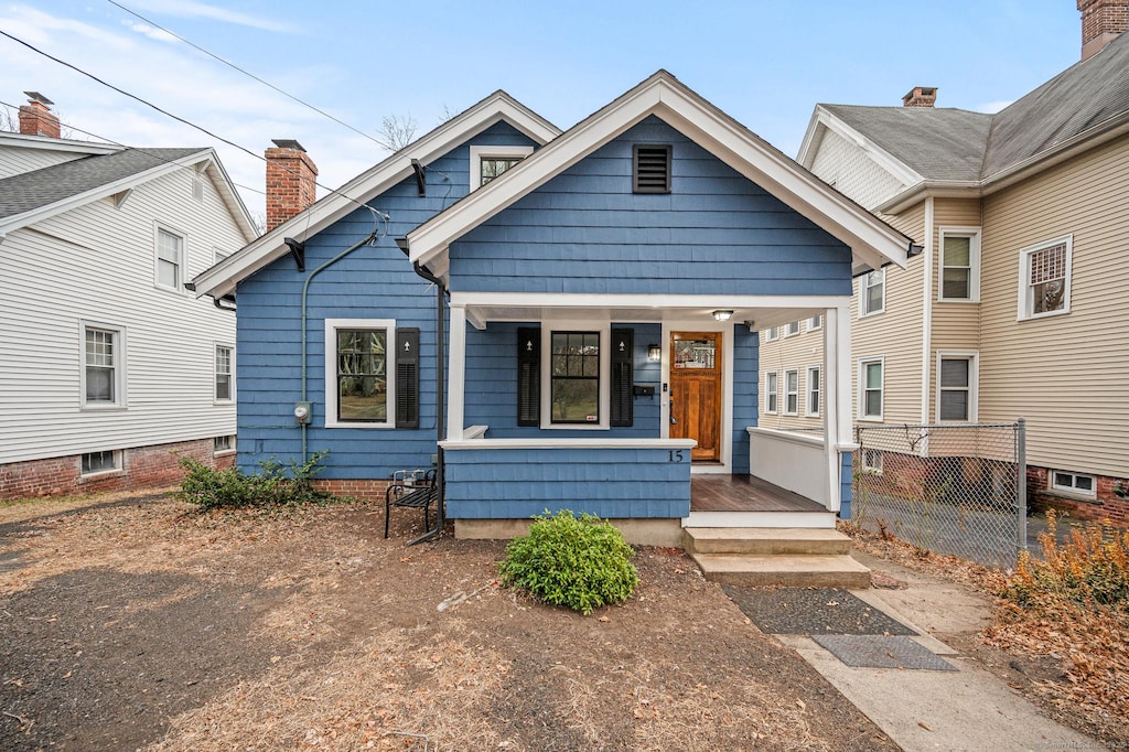 bungalow-style home with covered porch