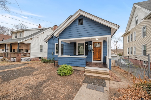 bungalow featuring covered porch