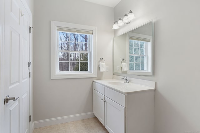 bathroom featuring tile patterned flooring and vanity